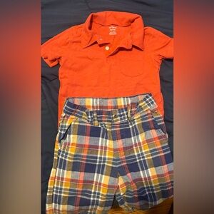 Boys carter’s short set shirt is 4t shorts are 5T